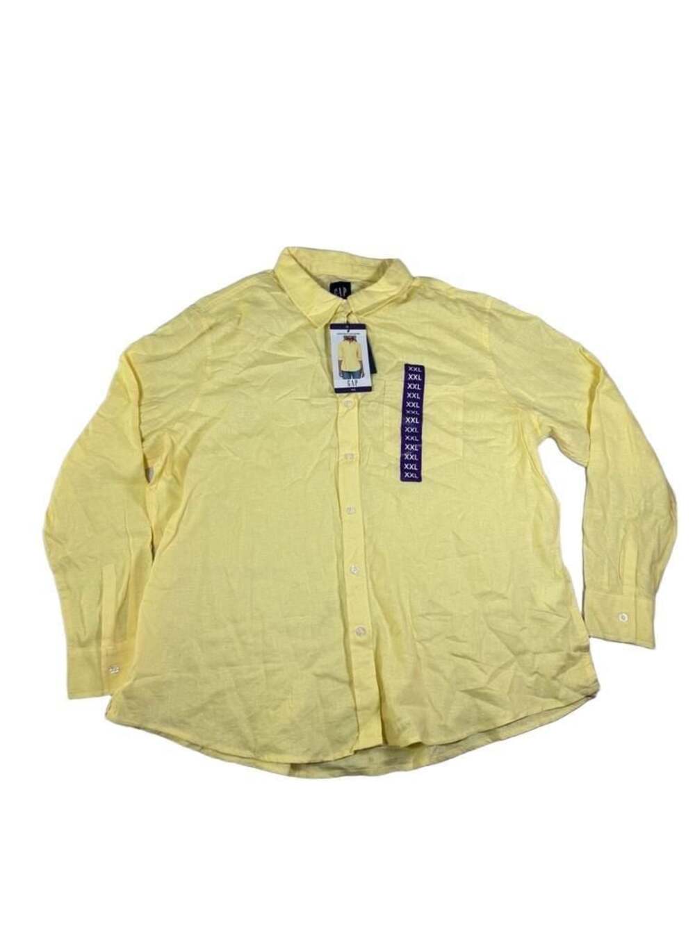 Gap Yellow Linen Blend Long Sleeve Button Down Shirt WOMENS XXL